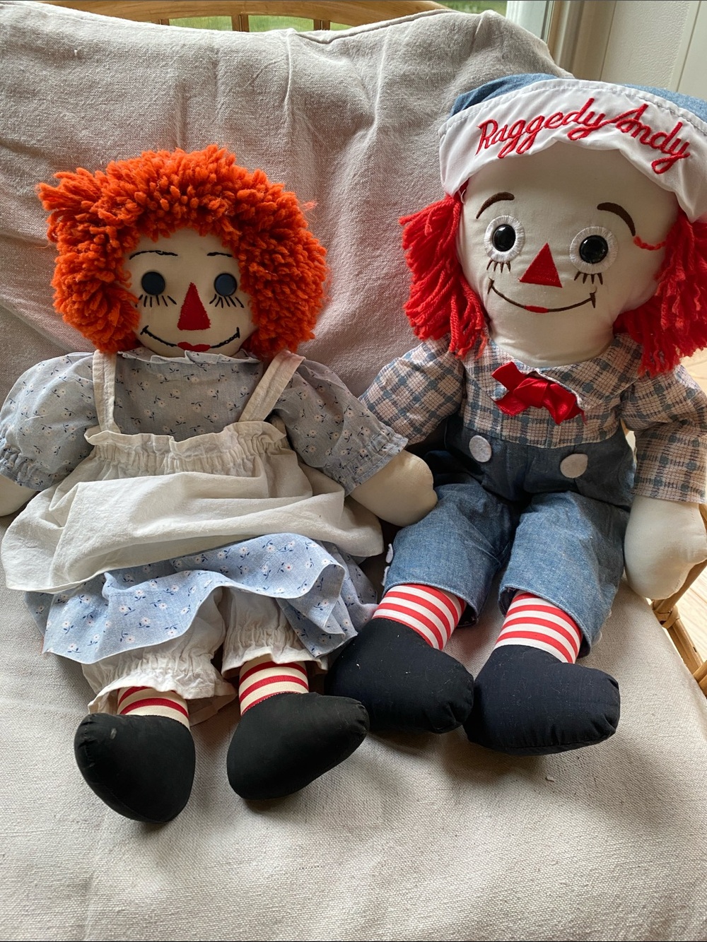 Applause Raggedy Andy and Handmade Raggedy Ann Doll Set